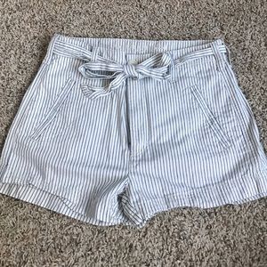Blue and white striped shorts